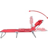 VidaXL Ligbed inklapbaar met hoofdkussen gepoedercoat staal rood