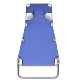 VidaXL Ligbed inklapbaar met hoofdkussen gepoedercoat staal blauw
