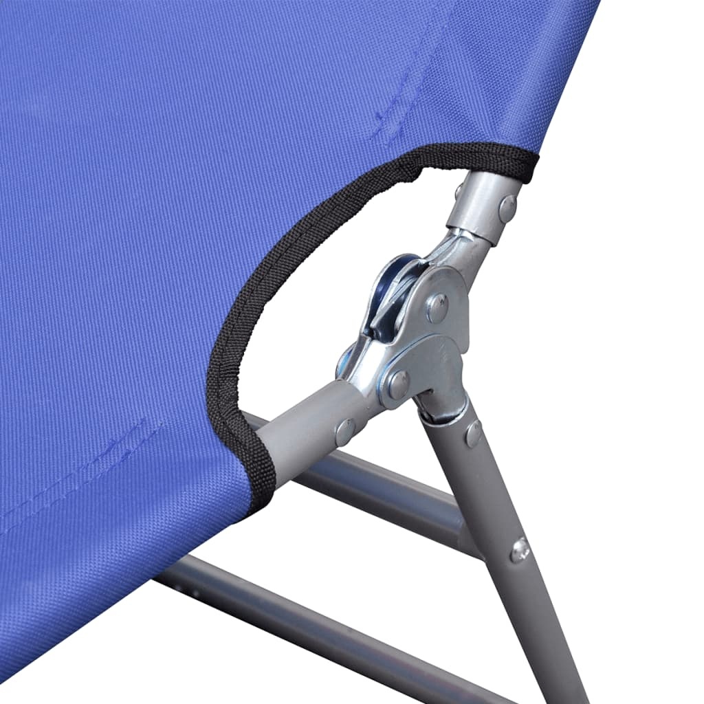 VidaXL Ligbed inklapbaar met hoofdkussen gepoedercoat staal blauw
