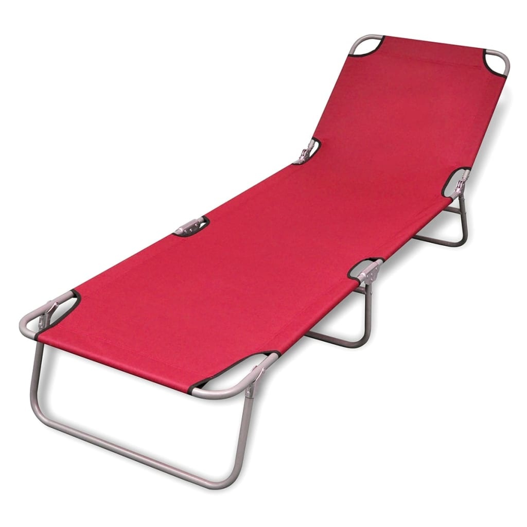 VidaXL Ligbed inklapbaar gepoedercoat staal rood