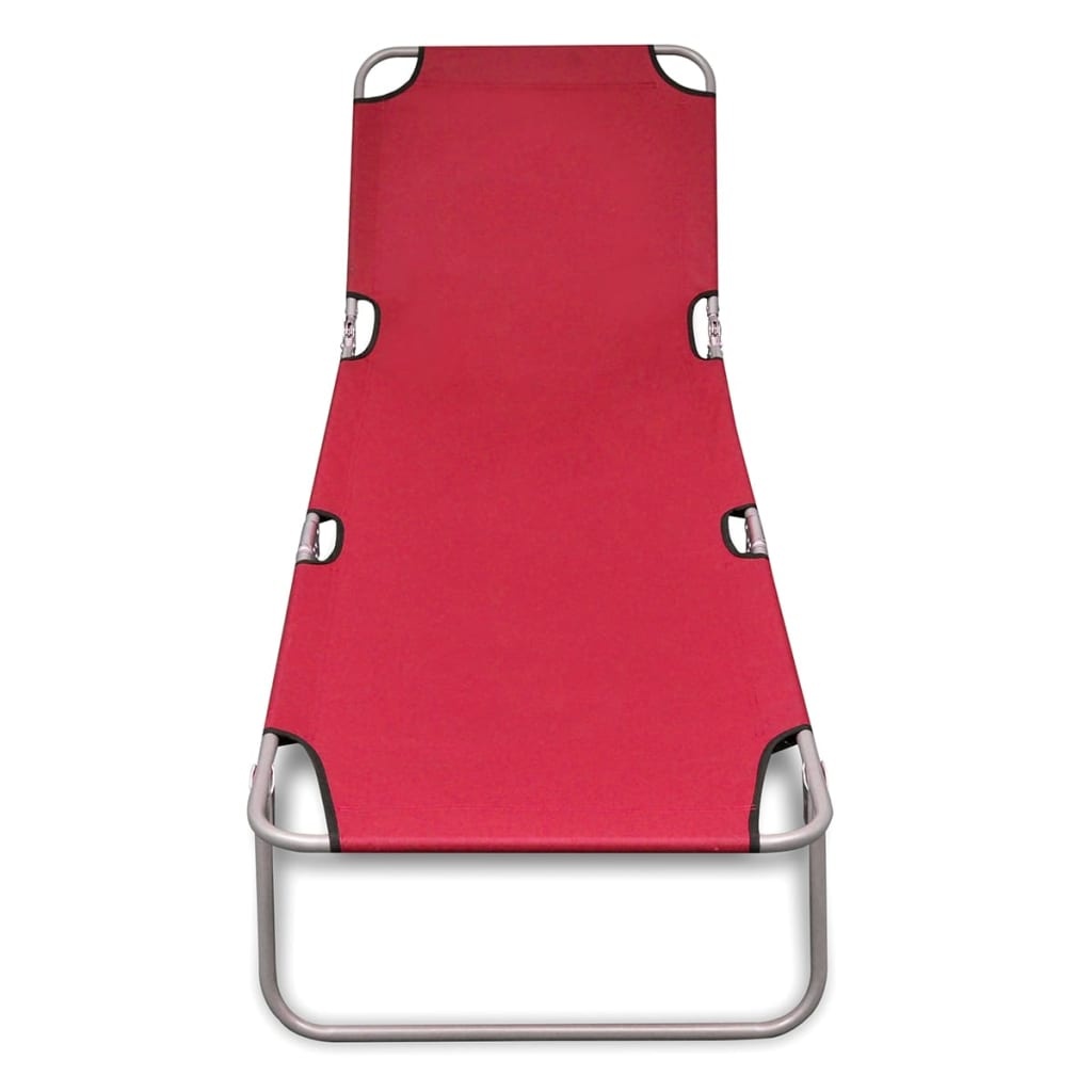 VidaXL Ligbed inklapbaar gepoedercoat staal rood
