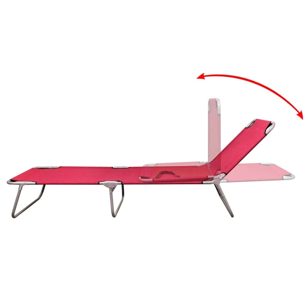VidaXL Ligbed inklapbaar gepoedercoat staal rood