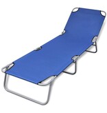 VidaXL Ligbed inklapbaar gepoedercoat staal blauw