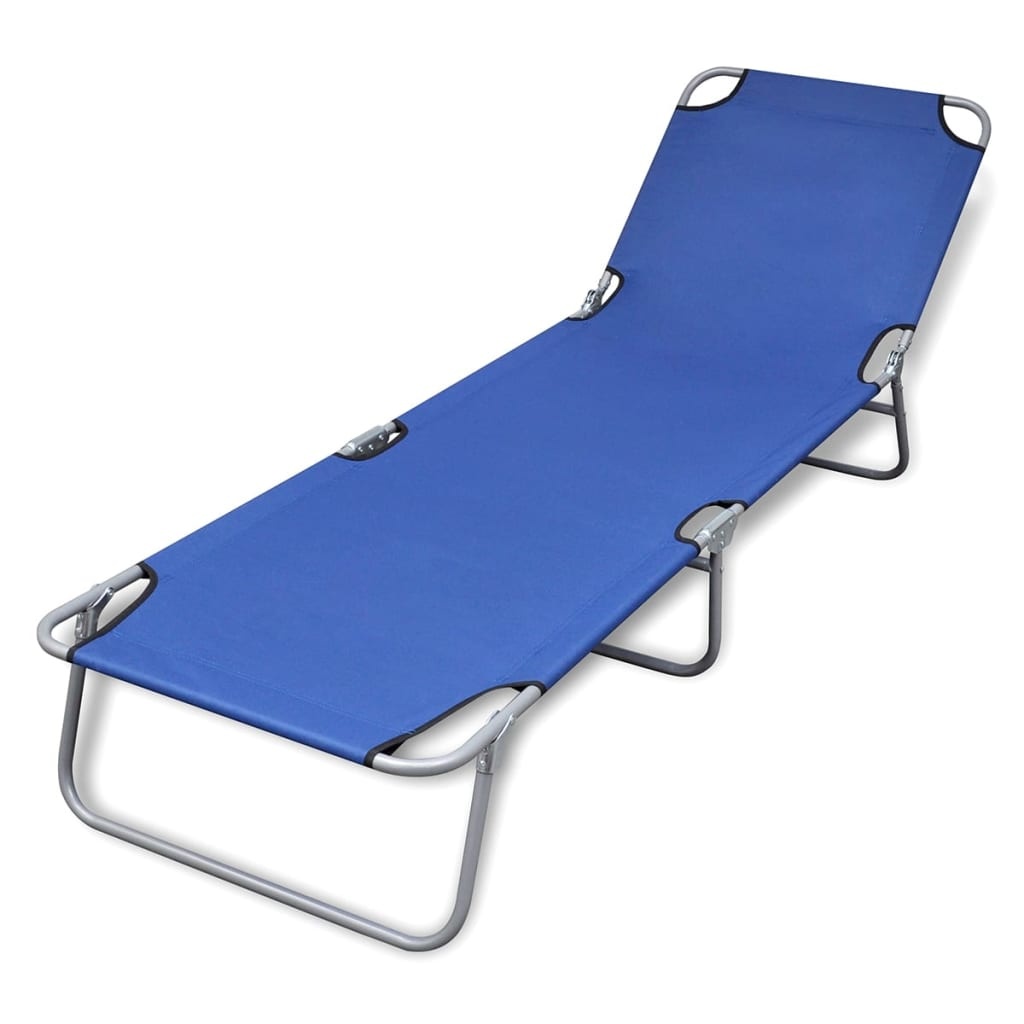 VidaXL Ligbed inklapbaar gepoedercoat staal blauw