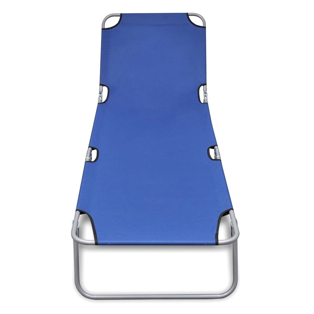 VidaXL Ligbed inklapbaar gepoedercoat staal blauw
