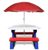 VidaXL Kinderpicknicktafel met banken en parasol meerkleurig