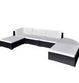 VidaXL 6-delige Loungeset met kussens poly rattan zwart