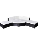 VidaXL 6-delige Loungeset met kussens poly rattan zwart