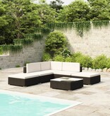 VidaXL 6-delige Loungeset met kussens poly rattan zwart