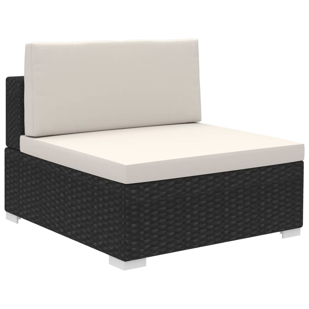 VidaXL 6-delige Loungeset met kussens poly rattan zwart