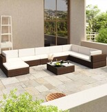 VidaXL 8-delige Loungeset met kussens poly rattan bruin