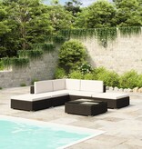 VidaXL 6-delige Loungeset met kussens poly rattan zwart