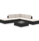 VidaXL 6-delige Loungeset met kussens poly rattan zwart