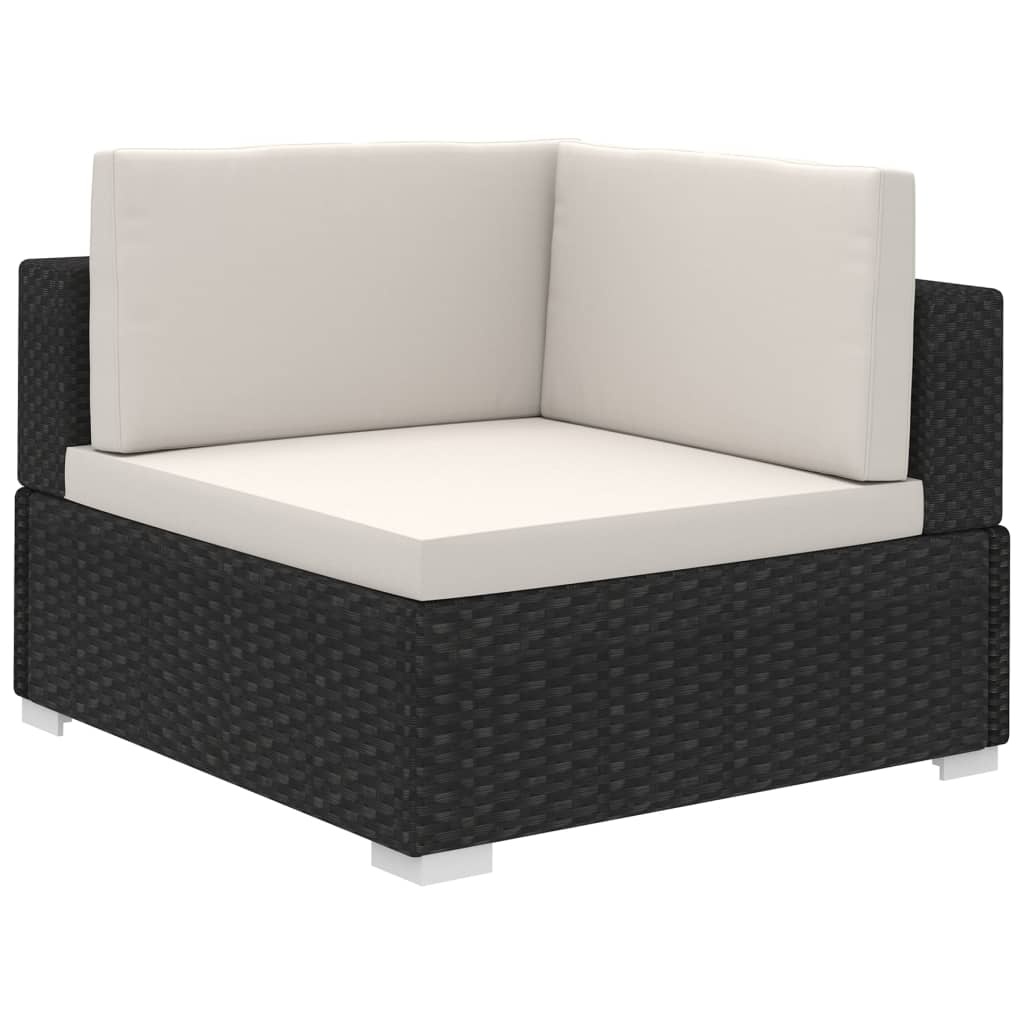 VidaXL 6-delige Loungeset met kussens poly rattan zwart