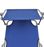 VidaXL Ligbed inklapbaar met luifel staal en stof blauw
