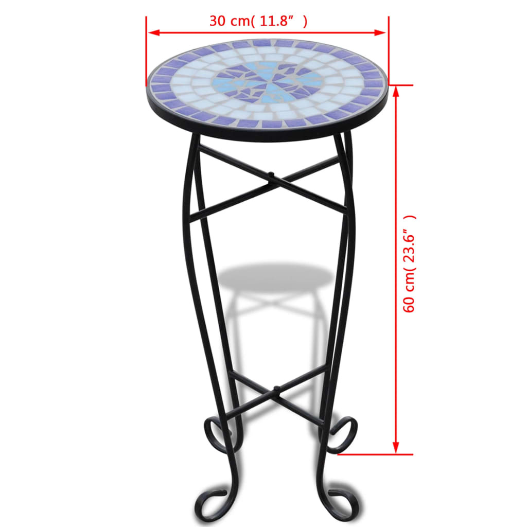 VidaXL Bijzeltafel mozaïek blauw en wit