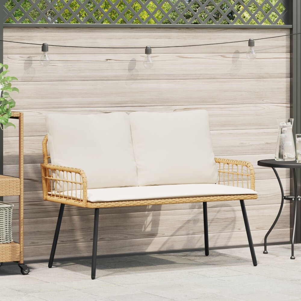 VidaXL Tuinbank Natuurlijk 114x64x78 cm Poly Rattan