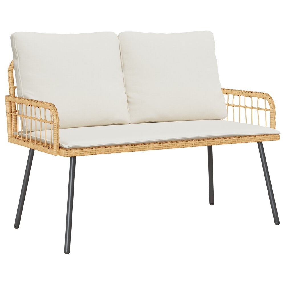 VidaXL Tuinbank Natuurlijk 114x64x78 cm Poly Rattan