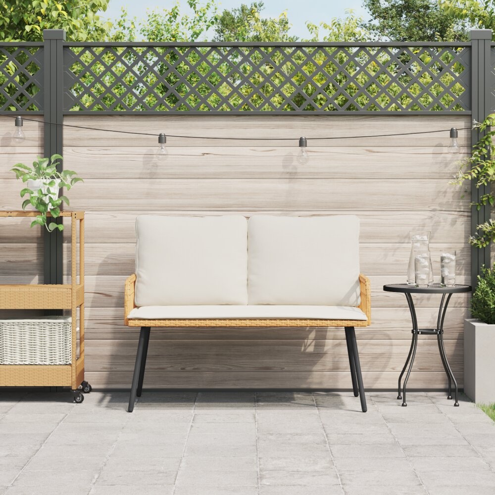 VidaXL Tuinbank Natuurlijk 114x64x78 cm Poly Rattan
