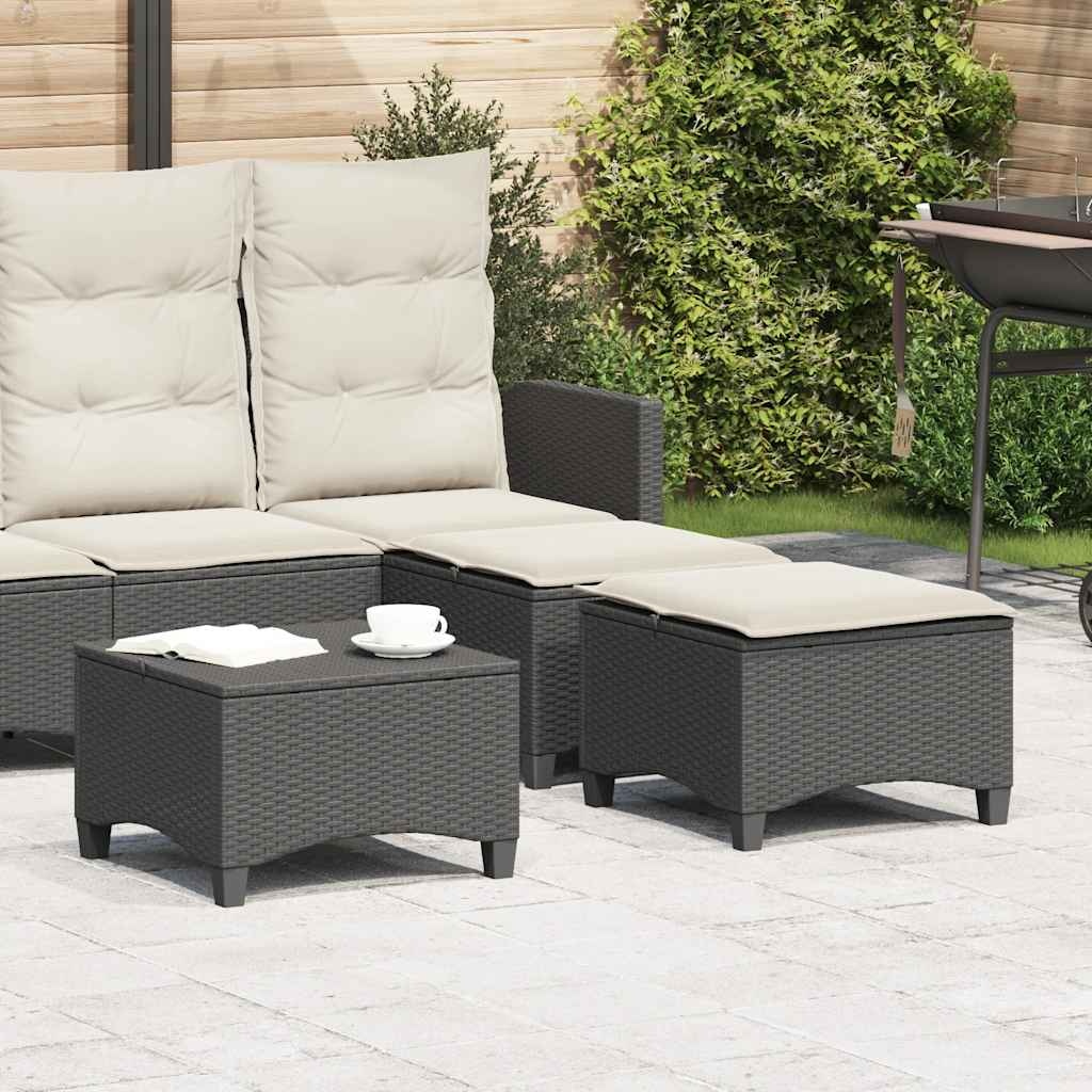 VidaXL Tuinkrukken met kussens 2 st 55x55x36 cm poly rattan zwart