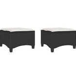 VidaXL Tuinkrukken met kussens 2 st 55x55x36 cm poly rattan zwart