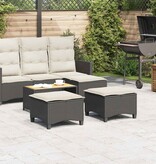 VidaXL Tuinkrukken met kussens 2 st 55x55x36 cm poly rattan zwart