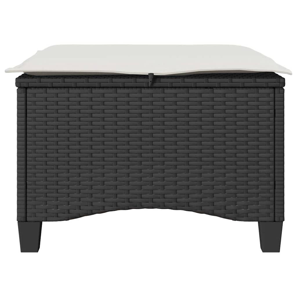 VidaXL Tuinkrukken met kussens 2 st 55x55x36 cm poly rattan zwart