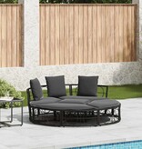 VidaXL Loungebed voor buiten zonder luifel poly rattan zwart