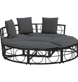 VidaXL Loungebed voor buiten zonder luifel poly rattan zwart