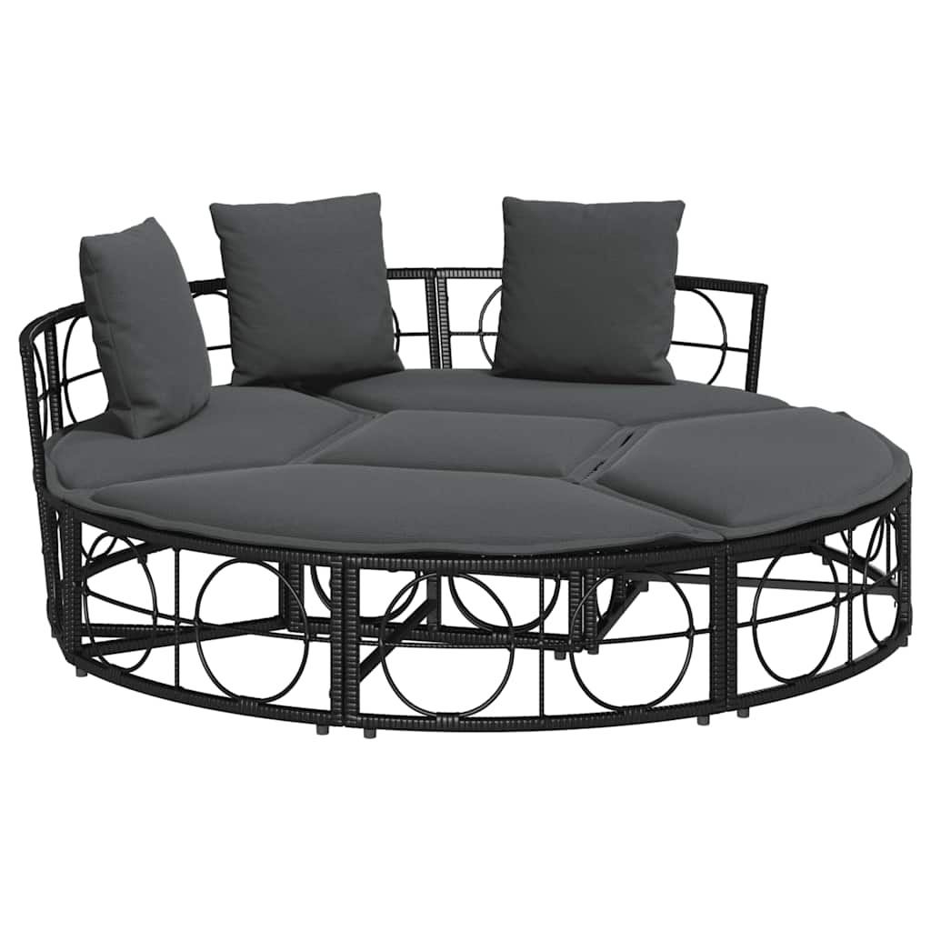 VidaXL Loungebed voor buiten zonder luifel poly rattan zwart