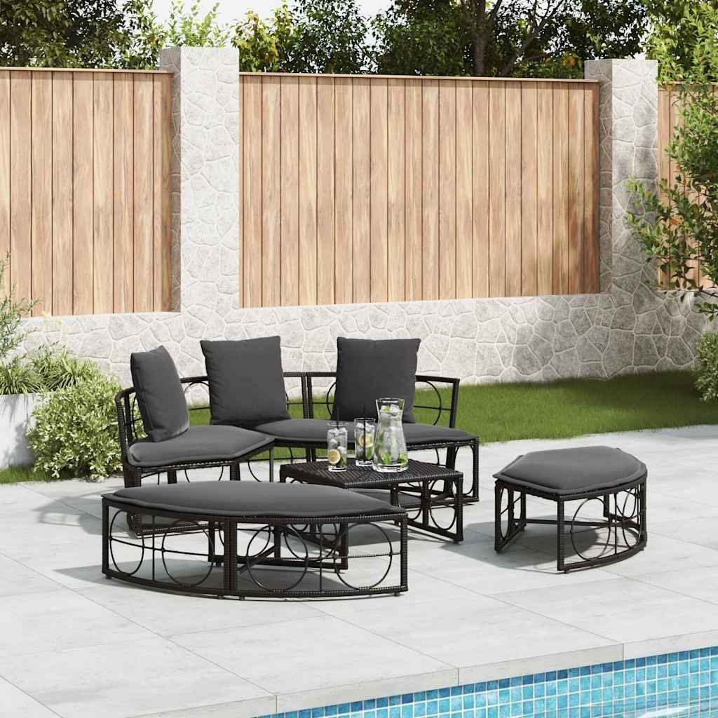 VidaXL Loungebed voor buiten zonder luifel poly rattan zwart