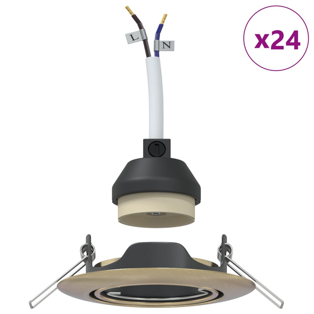 VidaXL Inbouwspots 24 stuks Rond GU10 Messing Ø90 mm Staal
