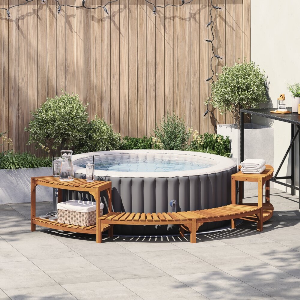 VidaXL Hot Tub Omgeving Halfrond 272x120.5x55.5 cm Massief Acacia Hout