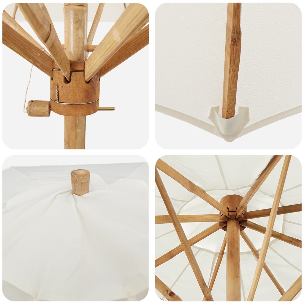 VidaXL Crème Witte Tuin Parasol 270x260 cm Bamboe