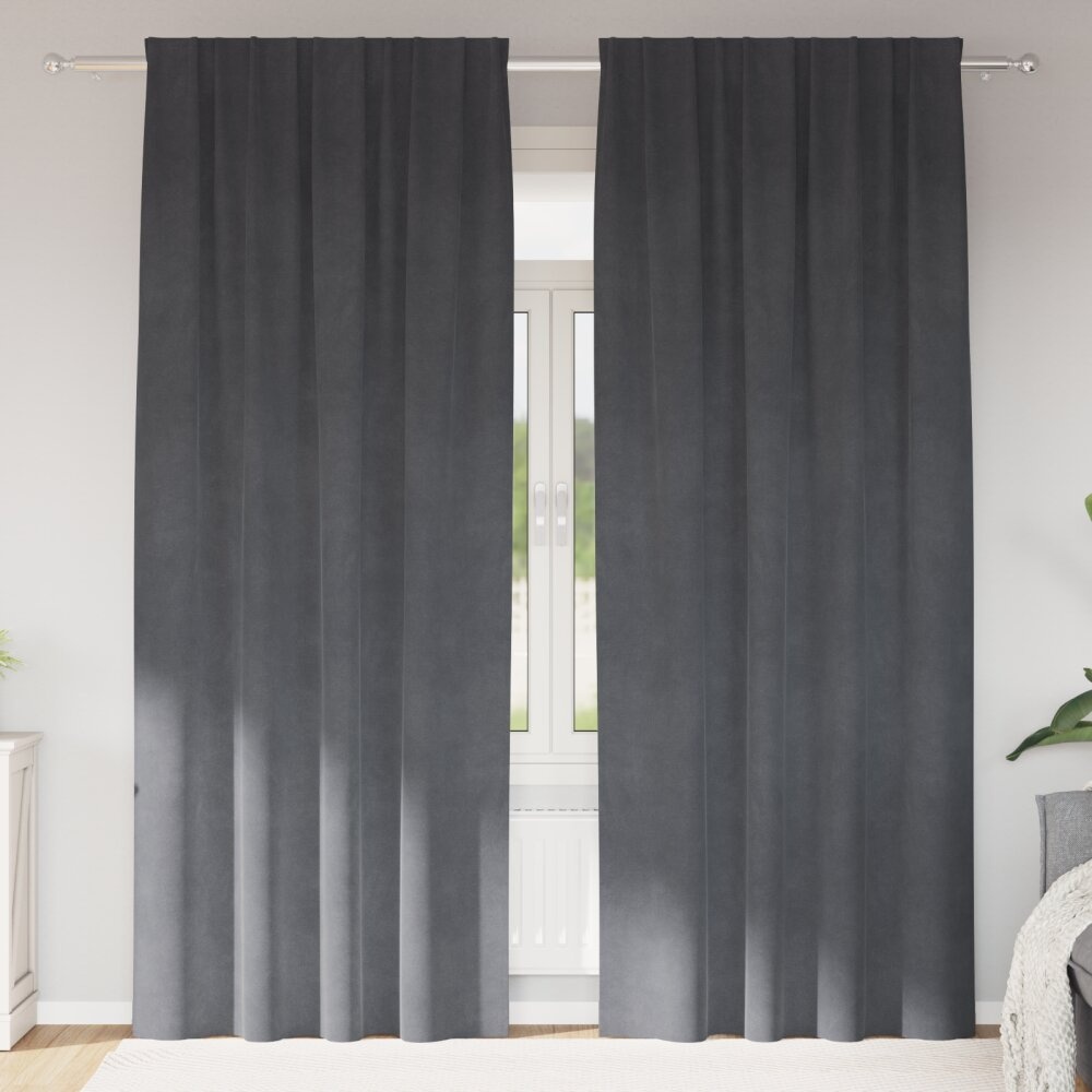 VidaXL Blackout Gordijnen met Topband 2 stuks Super Lichtgrijs Velvet
