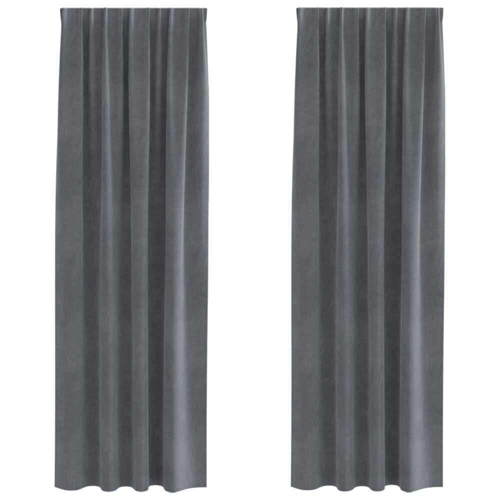 VidaXL Blackout Gordijnen met Topband 2 stuks Super Lichtgrijs Velvet