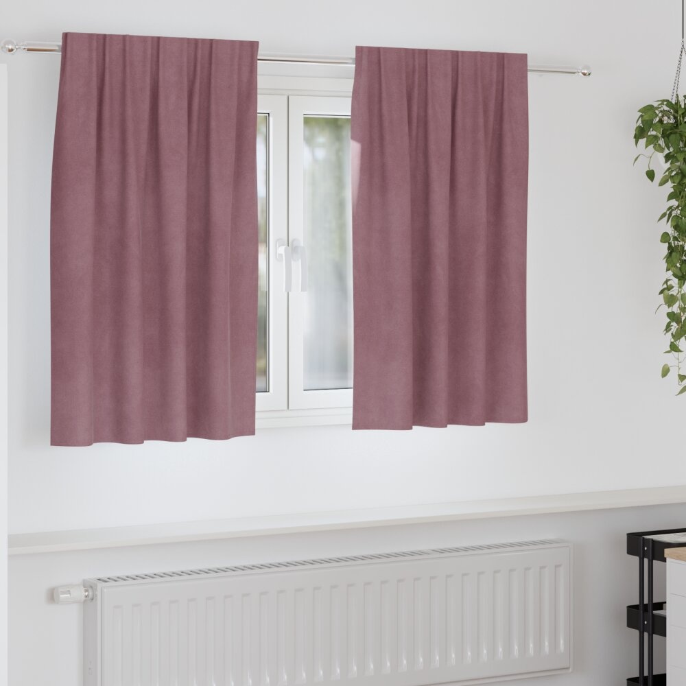 VidaXL Blackout Gordijnen met Topband 2 stuks Donkerroze Velours