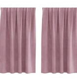 VidaXL Blackout Gordijnen met Topband 2 stuks Donkerroze Velours