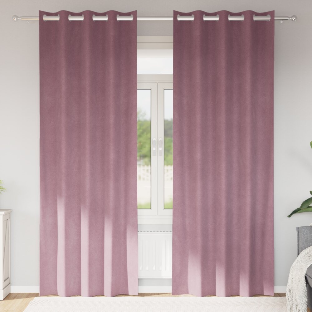 VidaXL Blackout Gordijnen met Oogjes 2 stuks Donkerroze Velvet