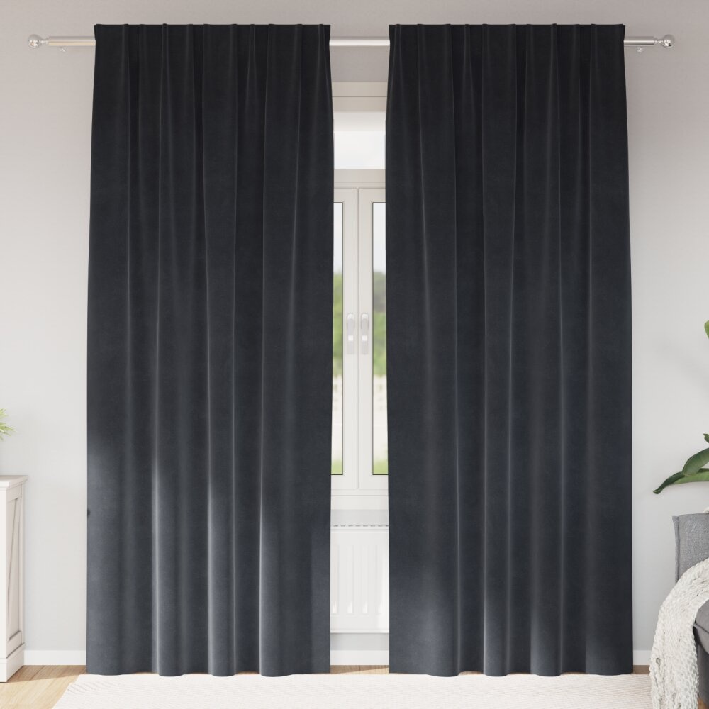 VidaXL Blackout Gordijnen met Topband 2 stuks Donkergrijs Velours