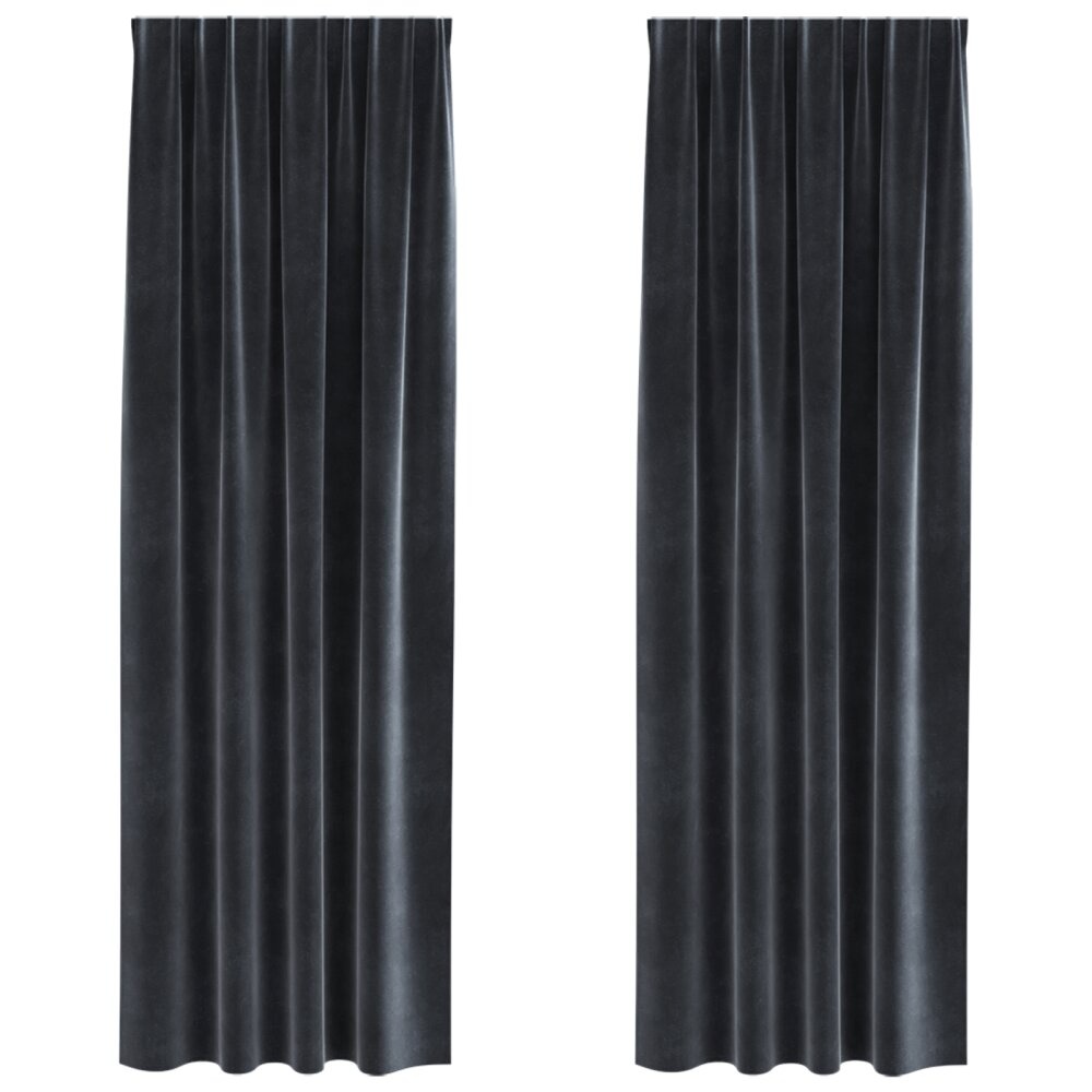 VidaXL Blackout Gordijnen met Topband 2 stuks Donkergrijs Velours