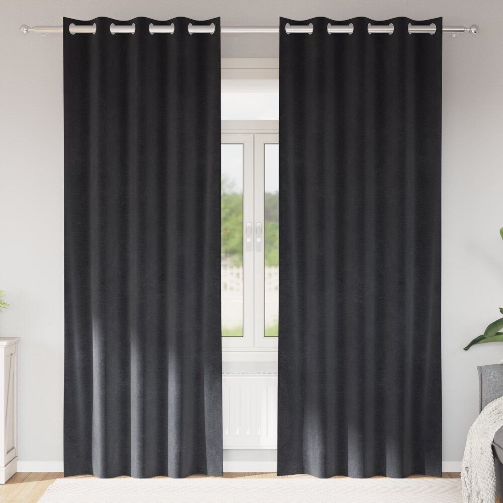 VidaXL Blackout Gordijnen met Oogjes 2 stuks Donkergrijs Fluweel