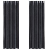 VidaXL Blackout Gordijnen met Oogjes 2 stuks Donkergrijs Fluweel