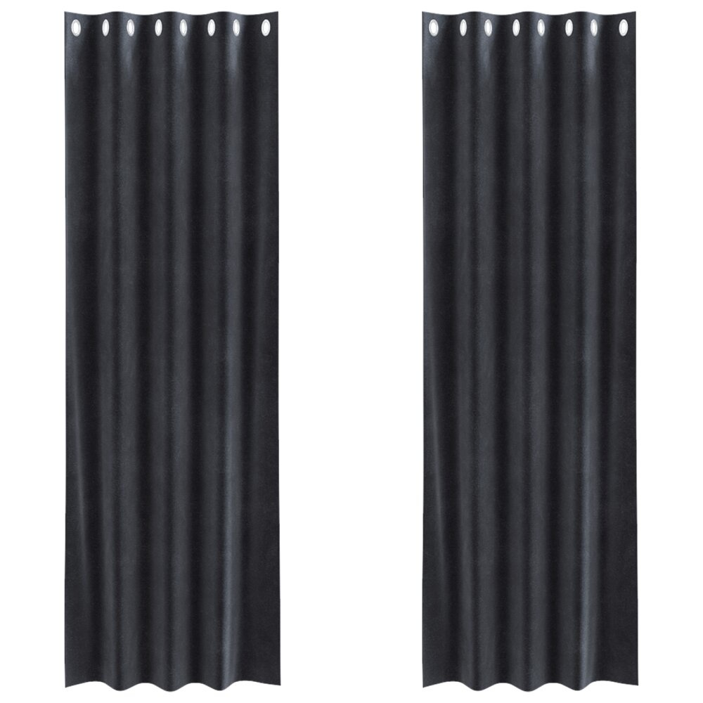 VidaXL Blackout Gordijnen met Oogjes 2 stuks Donkergrijs Fluweel