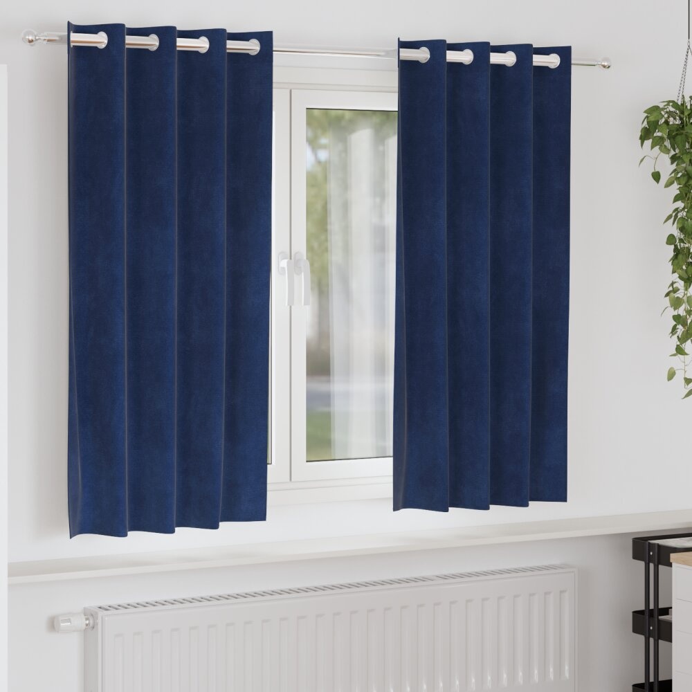 VidaXL Blackout Gordijnen met Oogjes 2 stuks Donkerblauwe Velours
