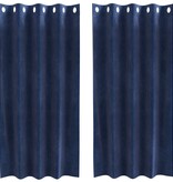 VidaXL Blackout Gordijnen met Oogjes 2 stuks Donkerblauwe Velours