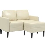 vidaXL 2-zitsbank met ligstoel L-vormig crèmekleurig 125 cm kunstleer