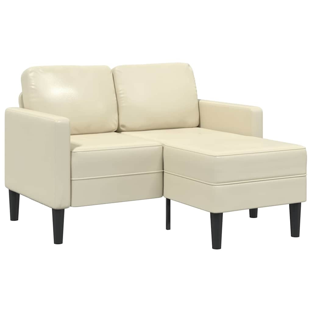 vidaXL 2-zitsbank met ligstoel L-vormig crèmekleurig 125 cm kunstleer