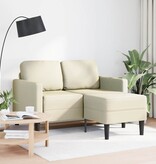vidaXL 2-zitsbank met ligstoel L-vormig crèmekleurig 125 cm kunstleer