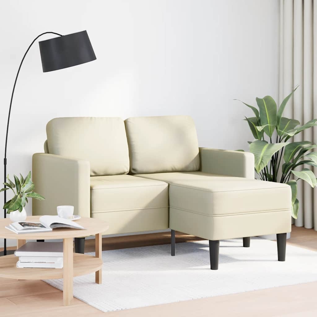 vidaXL 2-zitsbank met ligstoel L-vormig crèmekleurig 125 cm kunstleer